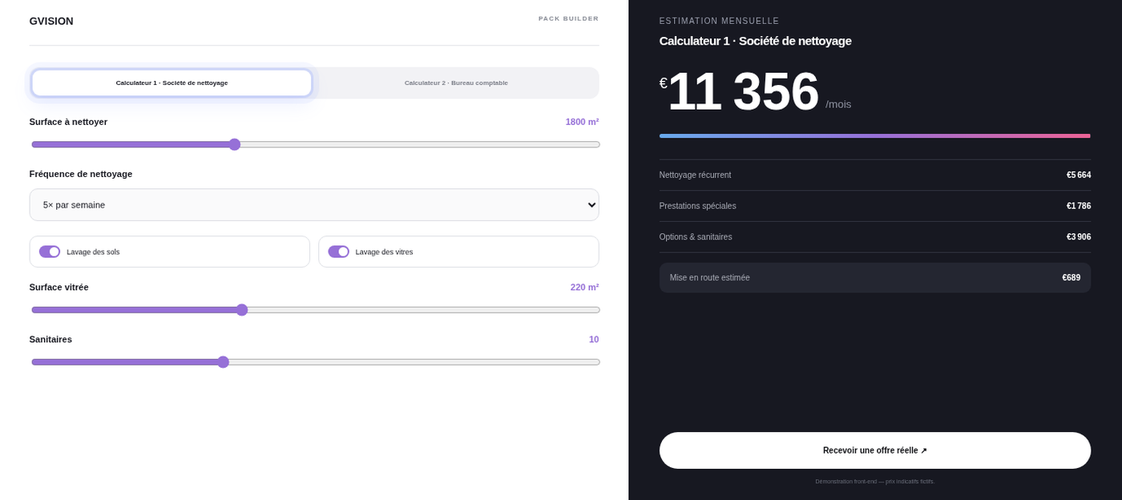 Aperçu animé du GVISION Pack Builder