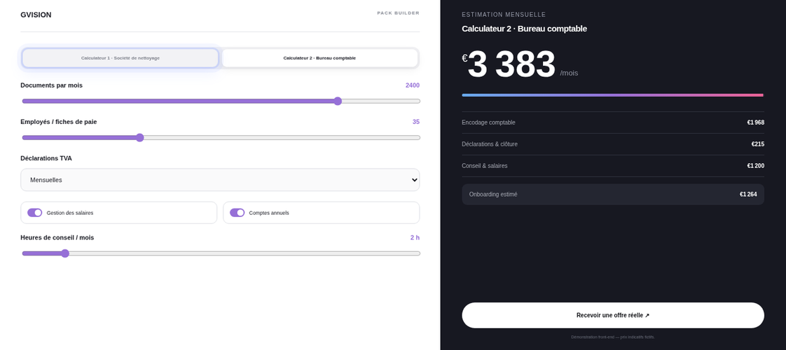 Aperçu animé du GVISION Pack Builder